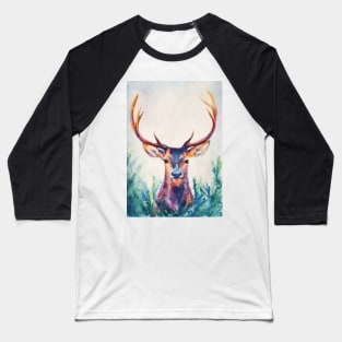 watercolor deer with big antlers Baseball T-Shirt